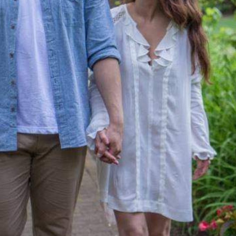 Free People Tie Sleeve Peasant Long Tunic Boho Dress
